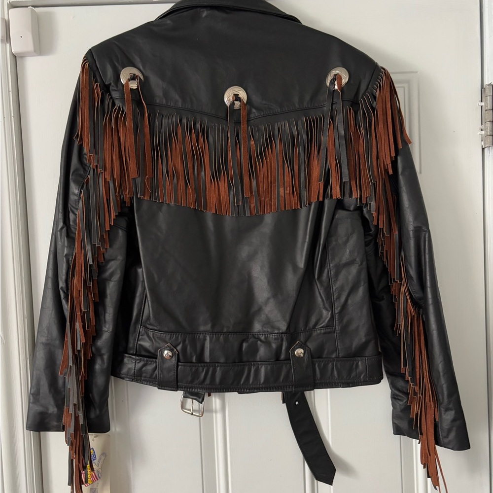 RARE - Vintage Leather Fringe Heart Concho Jacket - Picture 3 of 4